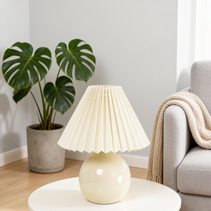 Pleated Ceramic Ball Table Lamp
