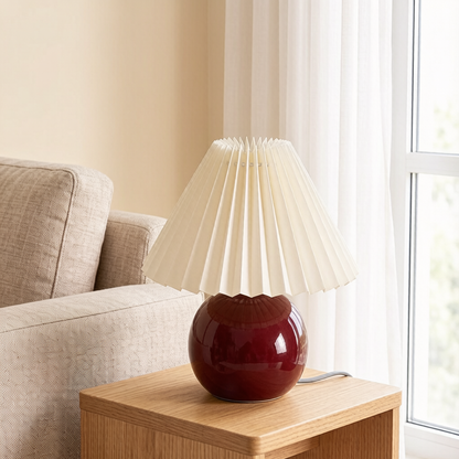 Pleated Ceramic Ball Table Lamp