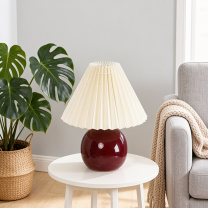 Pleated Ceramic Ball Table Lamp
