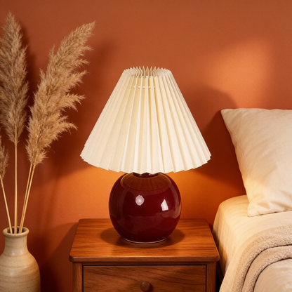 Pleated Ceramic Ball Table Lamp