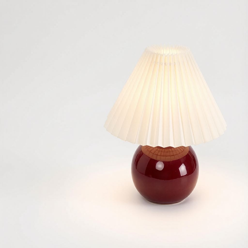 Pleated Ceramic Ball Table Lamp