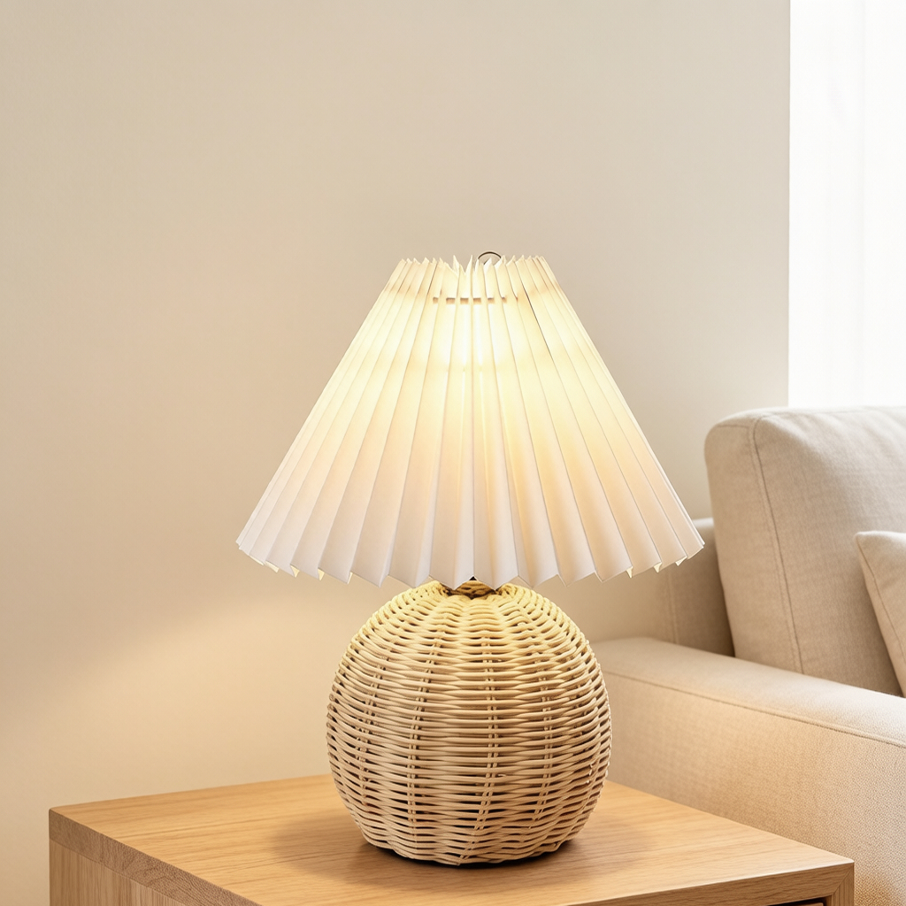 Rattan Pleated Table Lamp