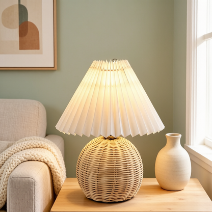 Rattan Pleated Table Lamp