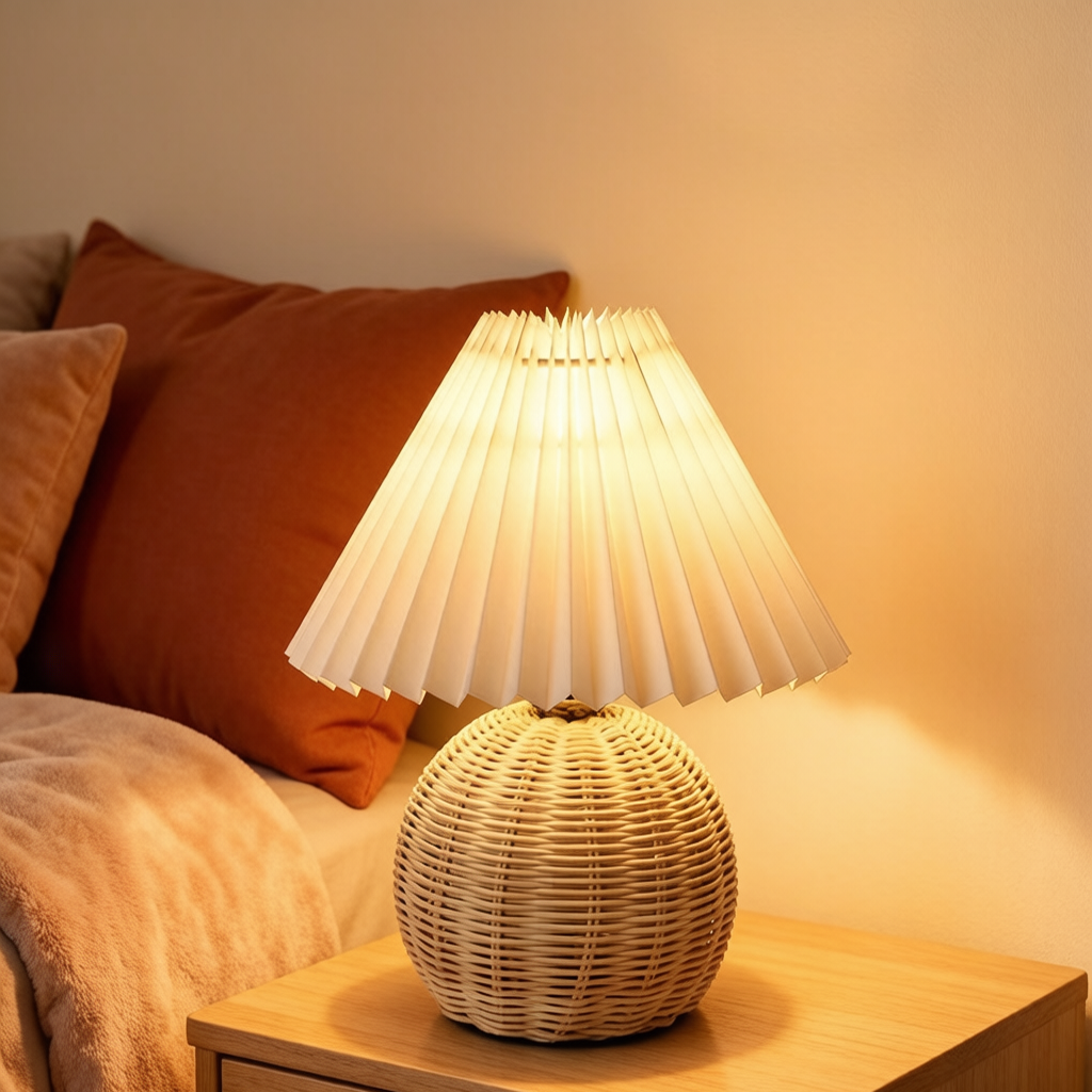 Rattan Pleated Table Lamp