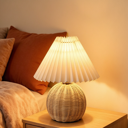 Rattan Pleated Table Lamp