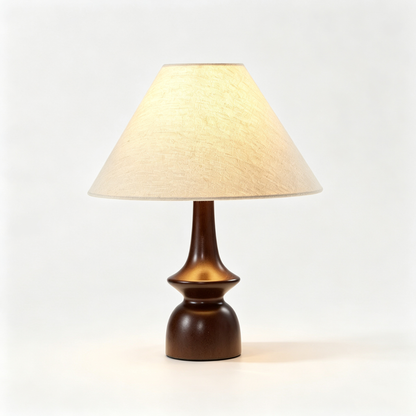 Vintage Curved Wooden Table Lamp