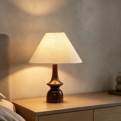 Vintage Curved Wooden Table Lamp