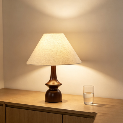Vintage Curved Wooden Table Lamp